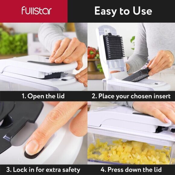 New Vegetable Chopper & Spiralizer, 4-in-1 Food Slicer with Container, White - Picture 6 of 15